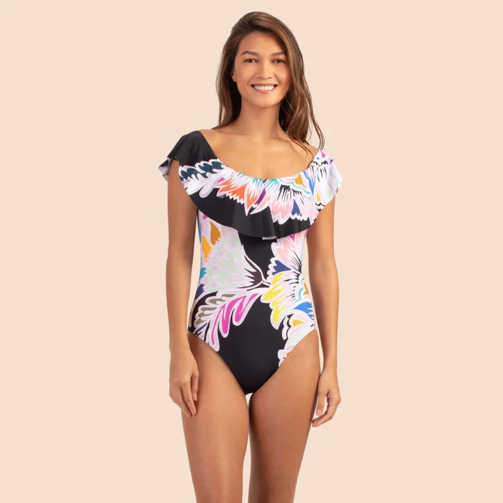 NWT Trina Turk Seychelles Off the Shoulder 1 Piece Swimsuit